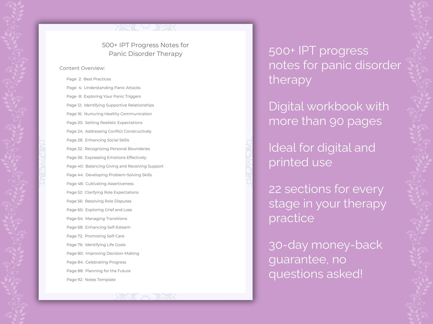 Panic Disorder Interpersonal Therapy (IPT) Therapist Worksheets