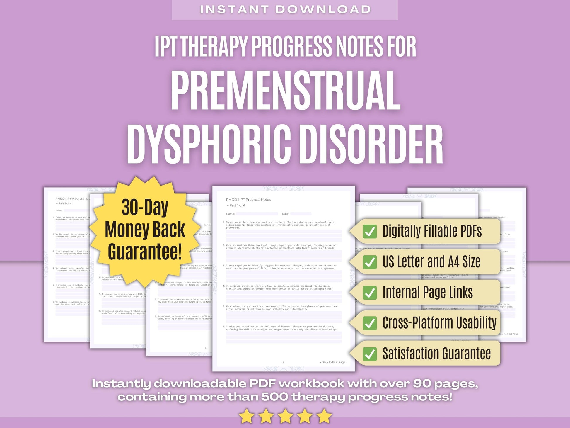 Premenstrual Dysphoric Disorder Interpersonal Therapy (IPT) Psychology Workbooks