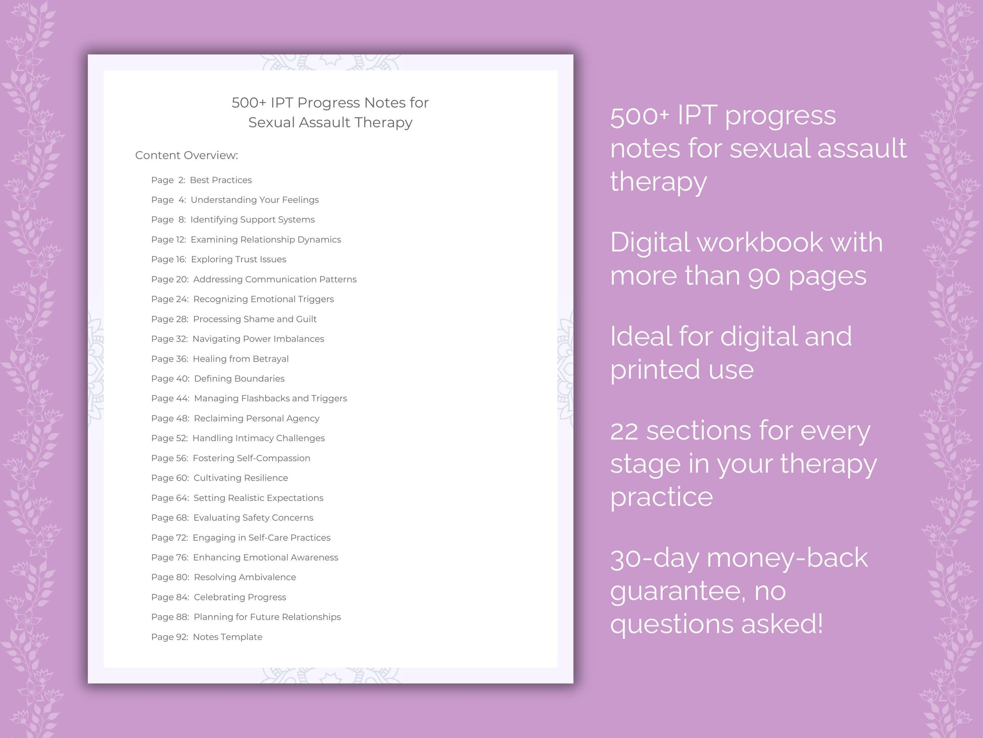 Sexual Assault Interpersonal Therapy (IPT) Therapist Worksheets