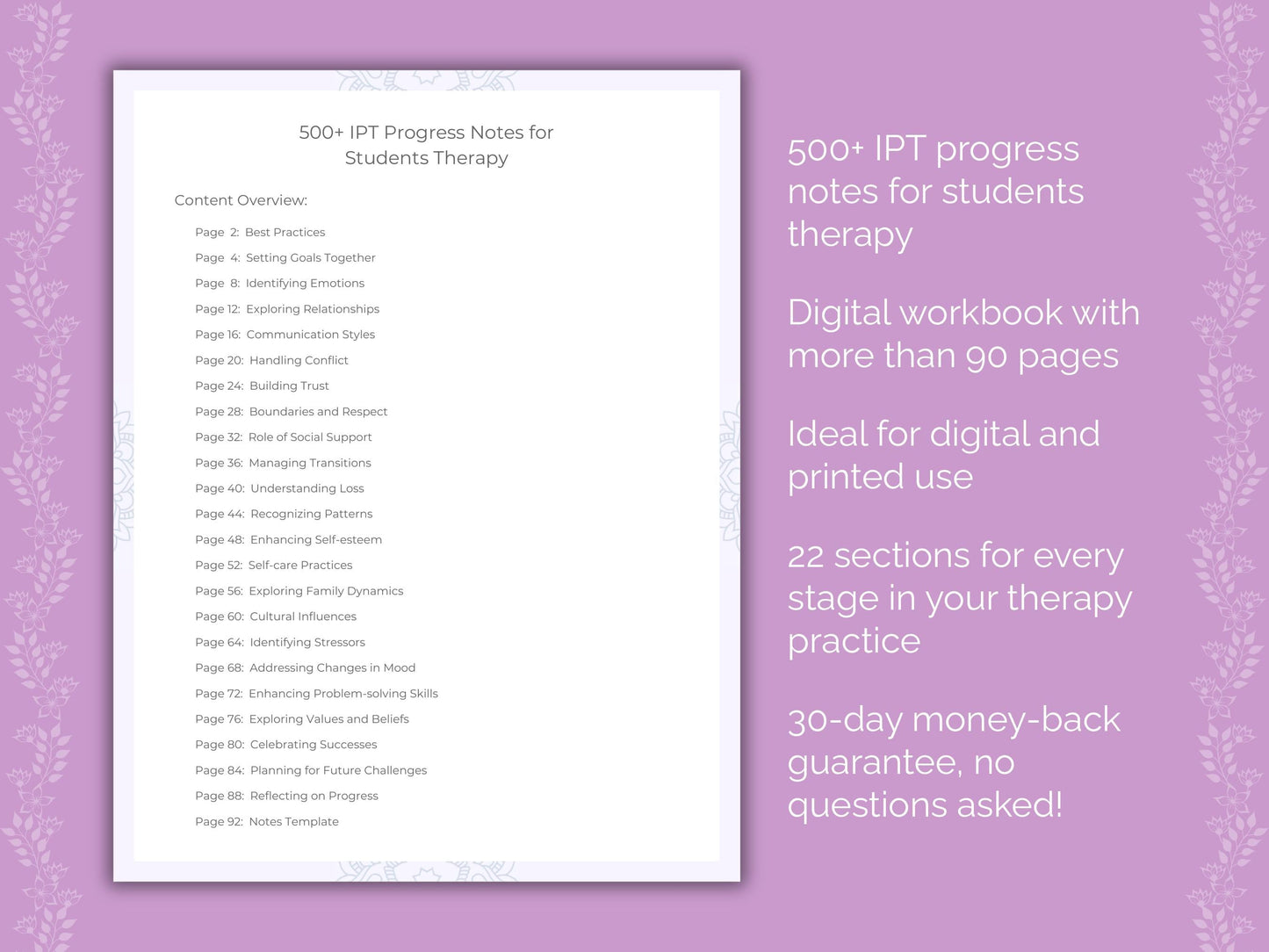 Students Interpersonal Therapy (IPT) Therapist Worksheets