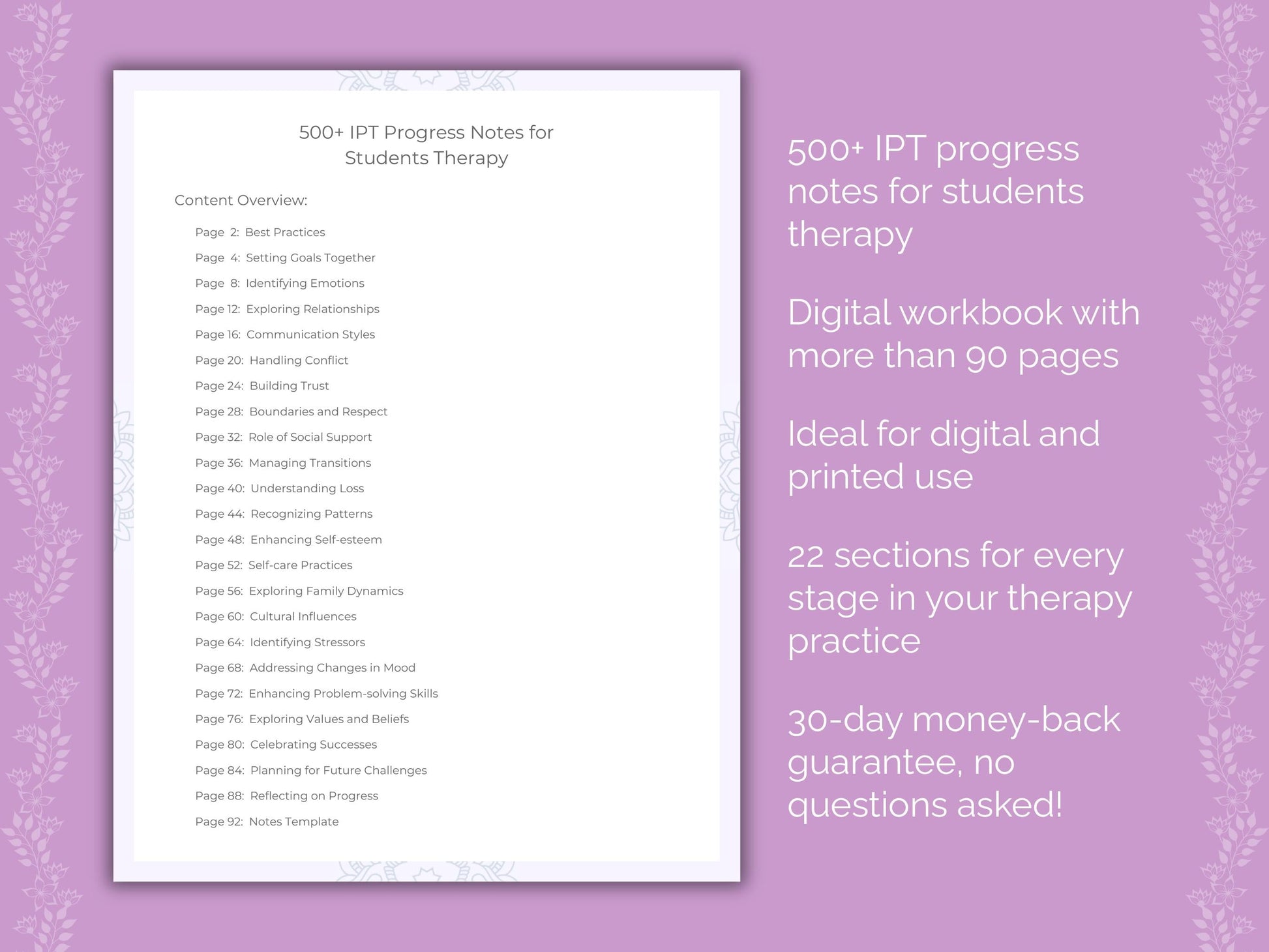 Students Interpersonal Therapy (IPT) Therapist Worksheets