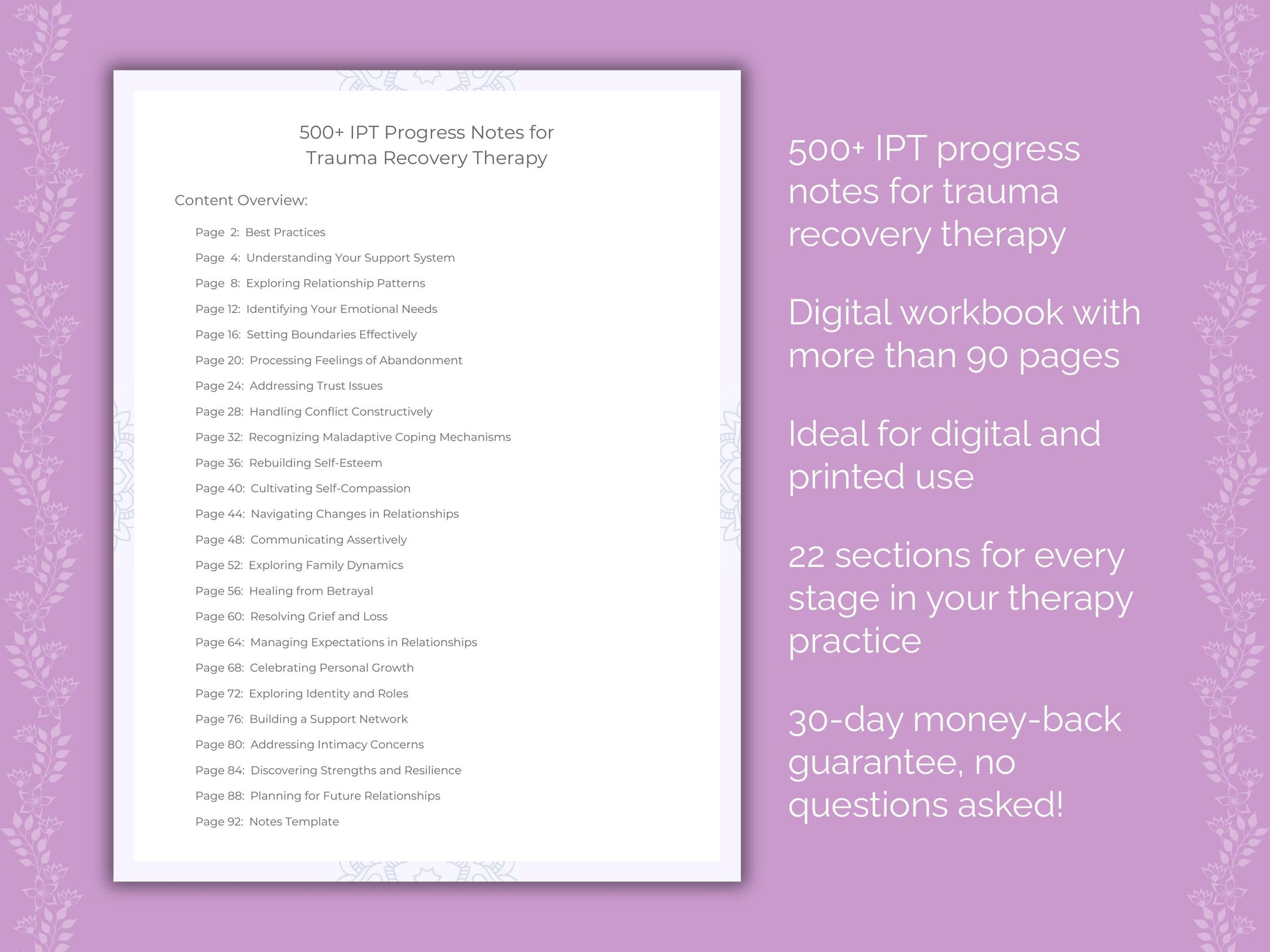 Trauma Recovery Interpersonal Therapy (IPT) Therapist Worksheets