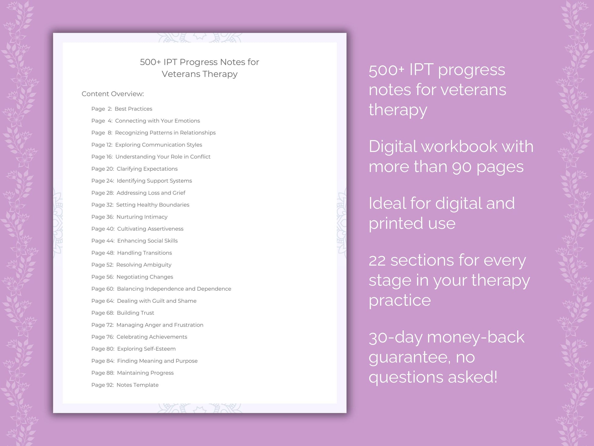 Veterans Interpersonal Therapy (IPT) Therapist Worksheets