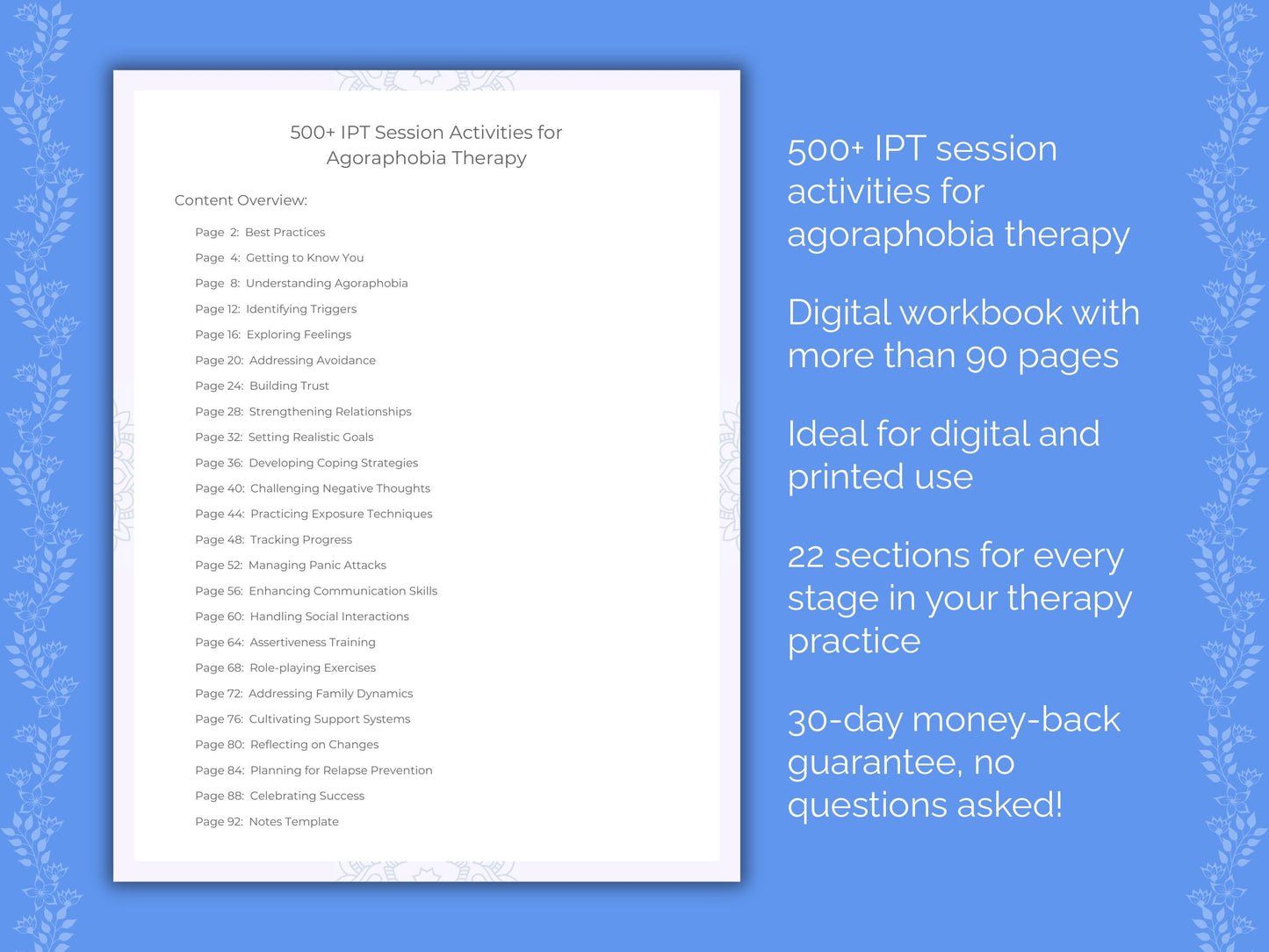 Agoraphobia Interpersonal Therapy (IPT) Therapist Worksheets