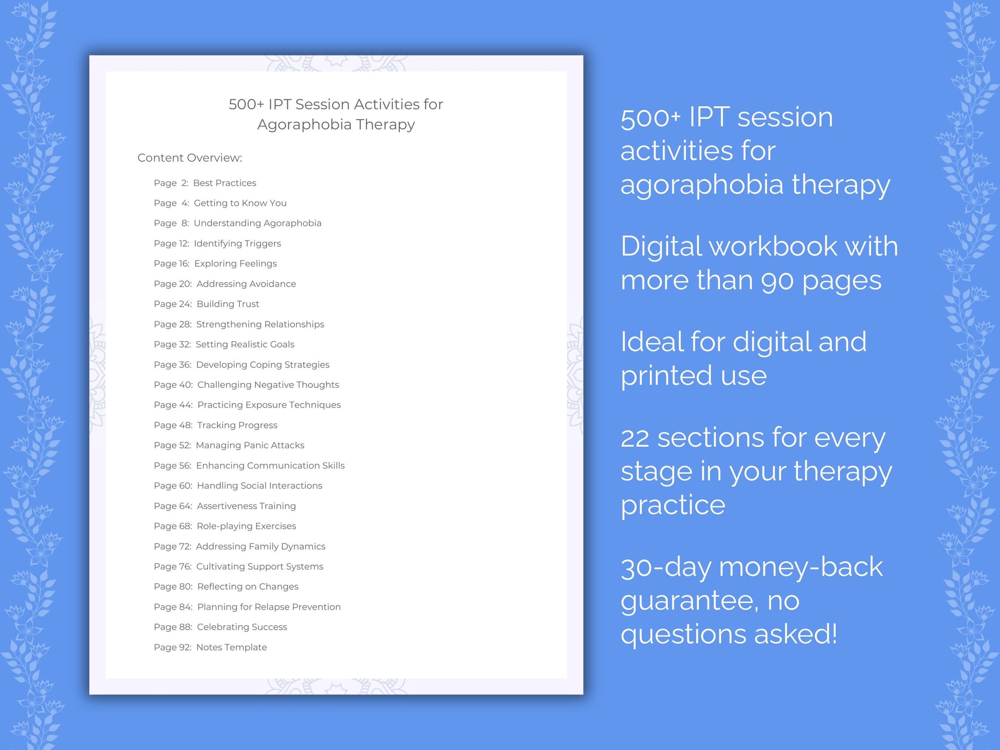 Agoraphobia Interpersonal Therapy (IPT) Therapist Worksheets