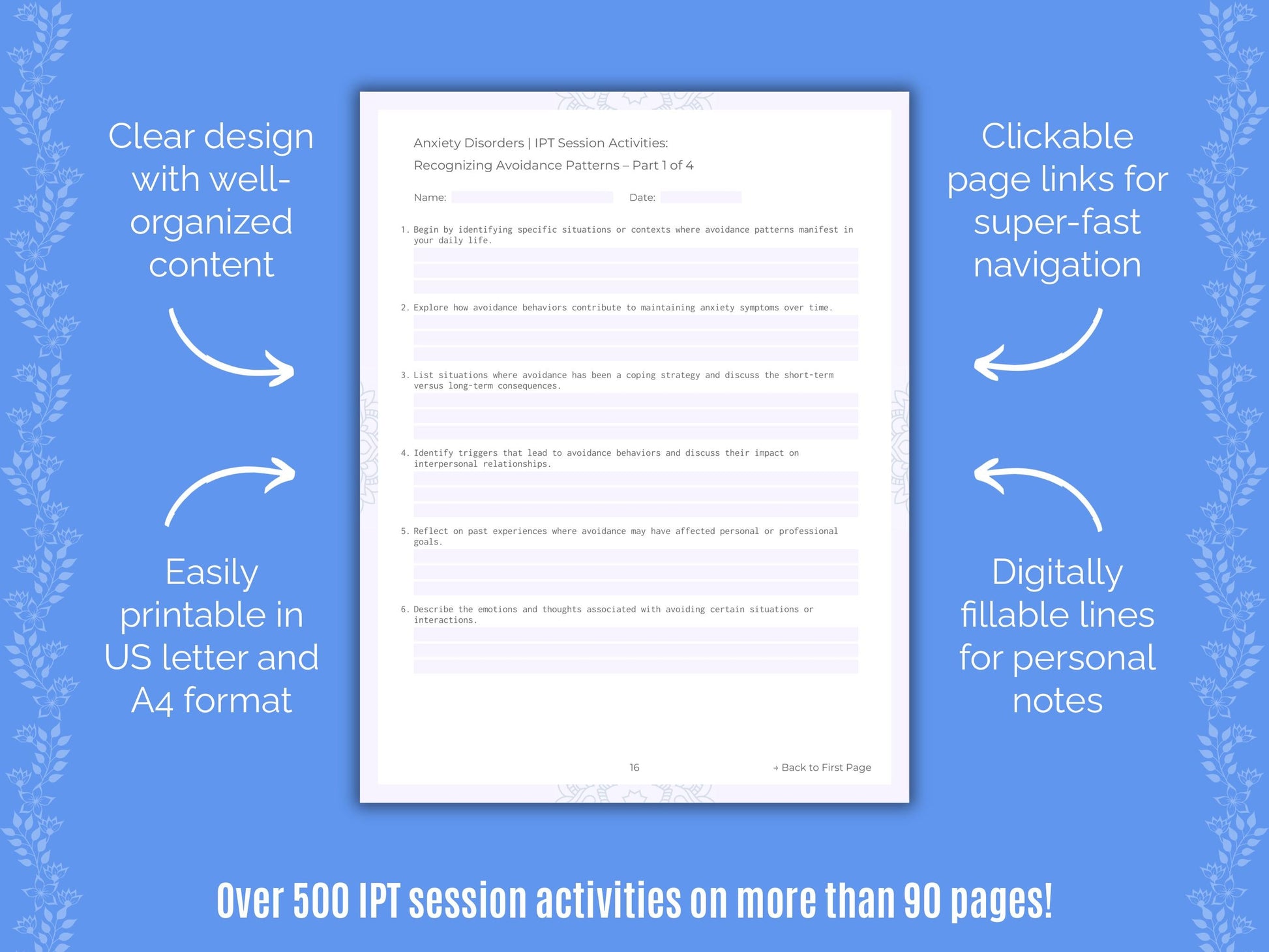 Anxiety Disorders Interpersonal Therapy (IPT) Counseling Templates