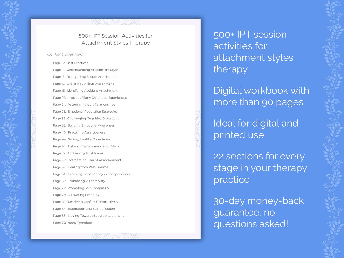 Attachment Styles Interpersonal Therapy (IPT) Therapist Worksheets