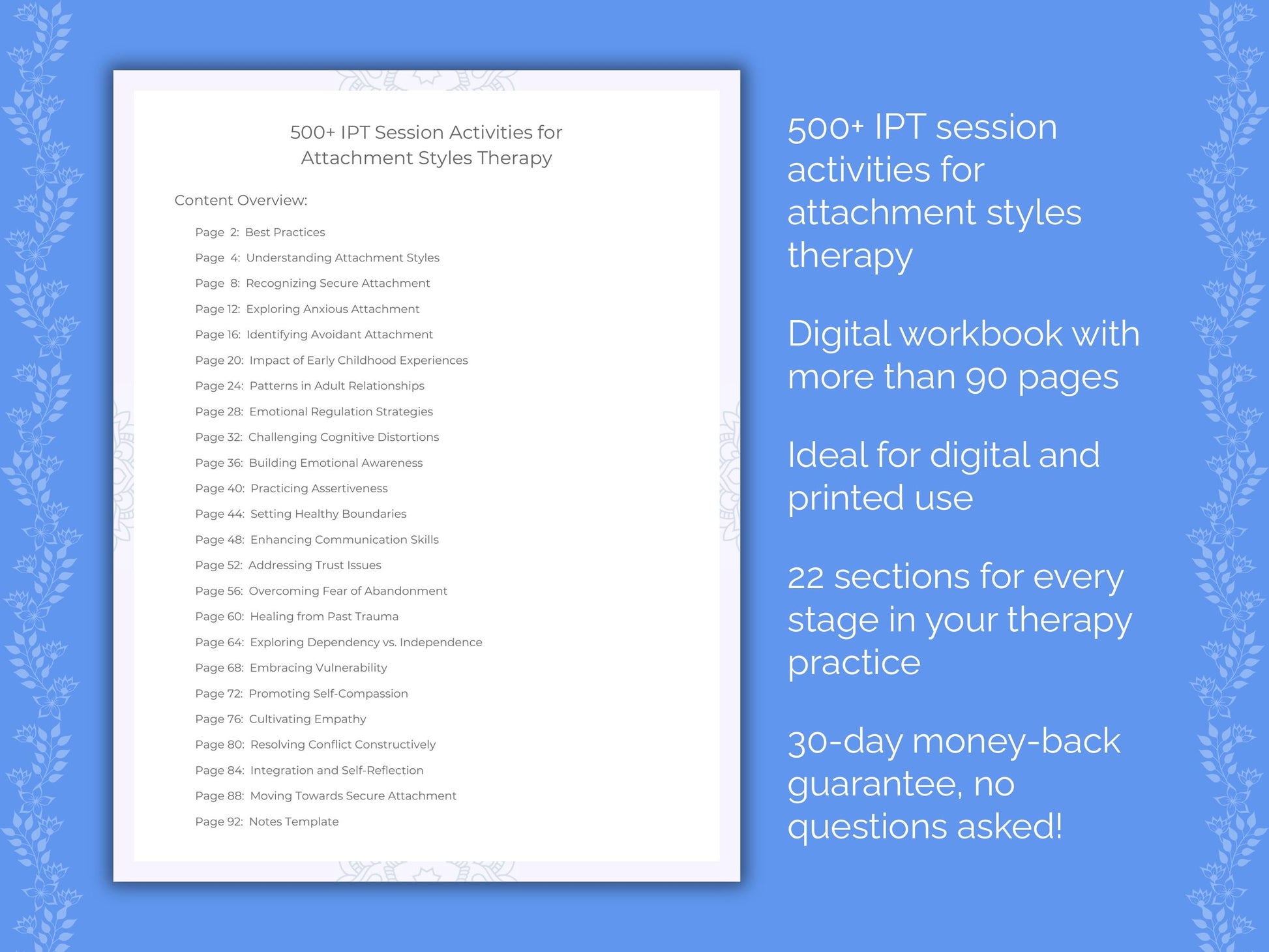 Attachment Styles Interpersonal Therapy (IPT) Therapist Worksheets