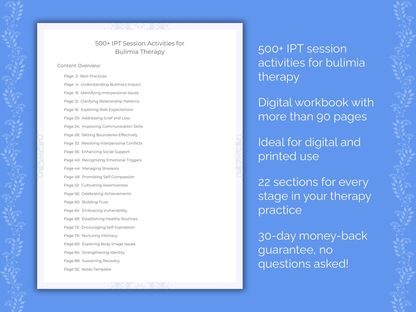 Bulimia Interpersonal Therapy (IPT) Therapist Worksheets