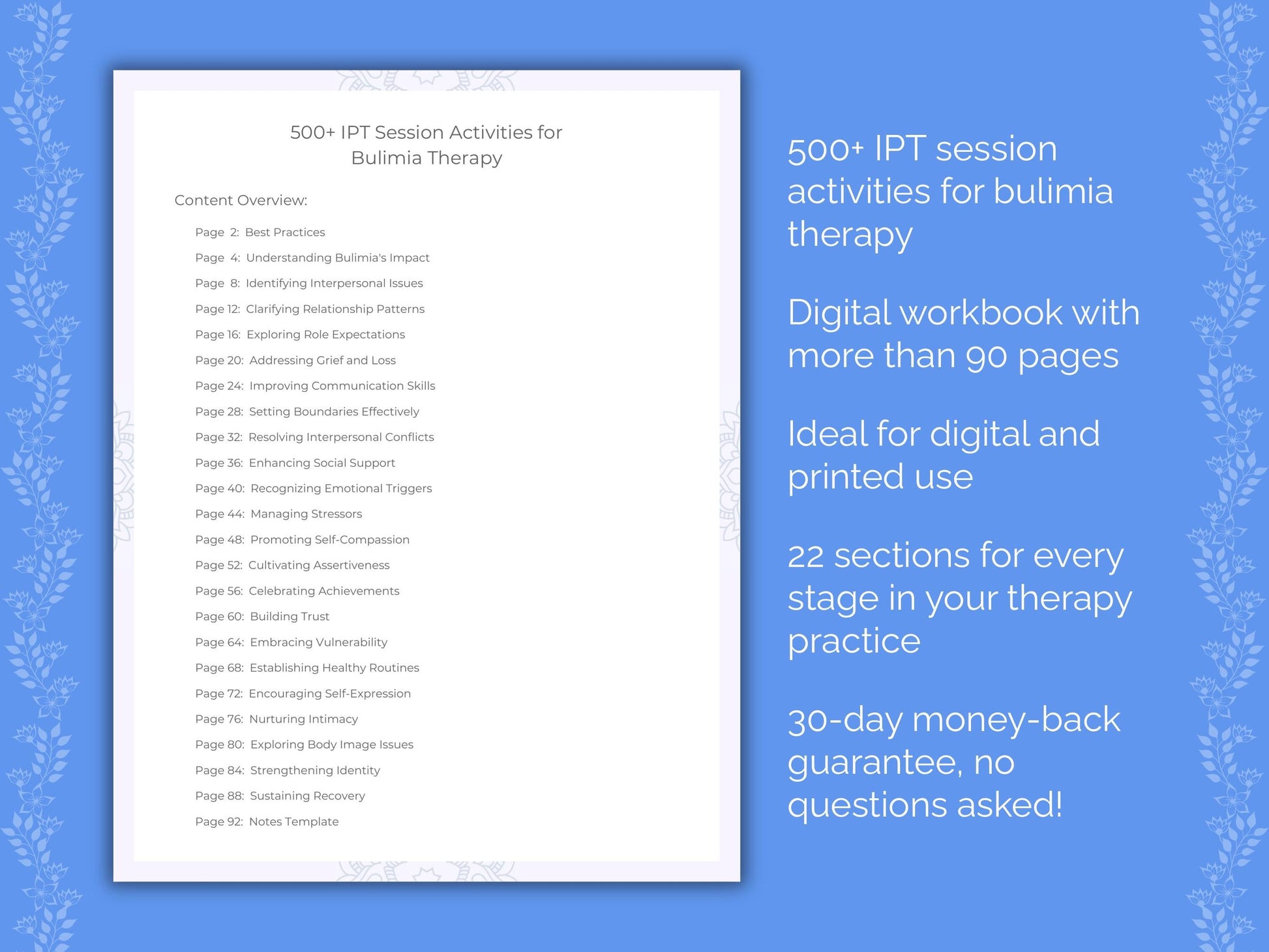Bulimia Interpersonal Therapy (IPT) Therapist Worksheets
