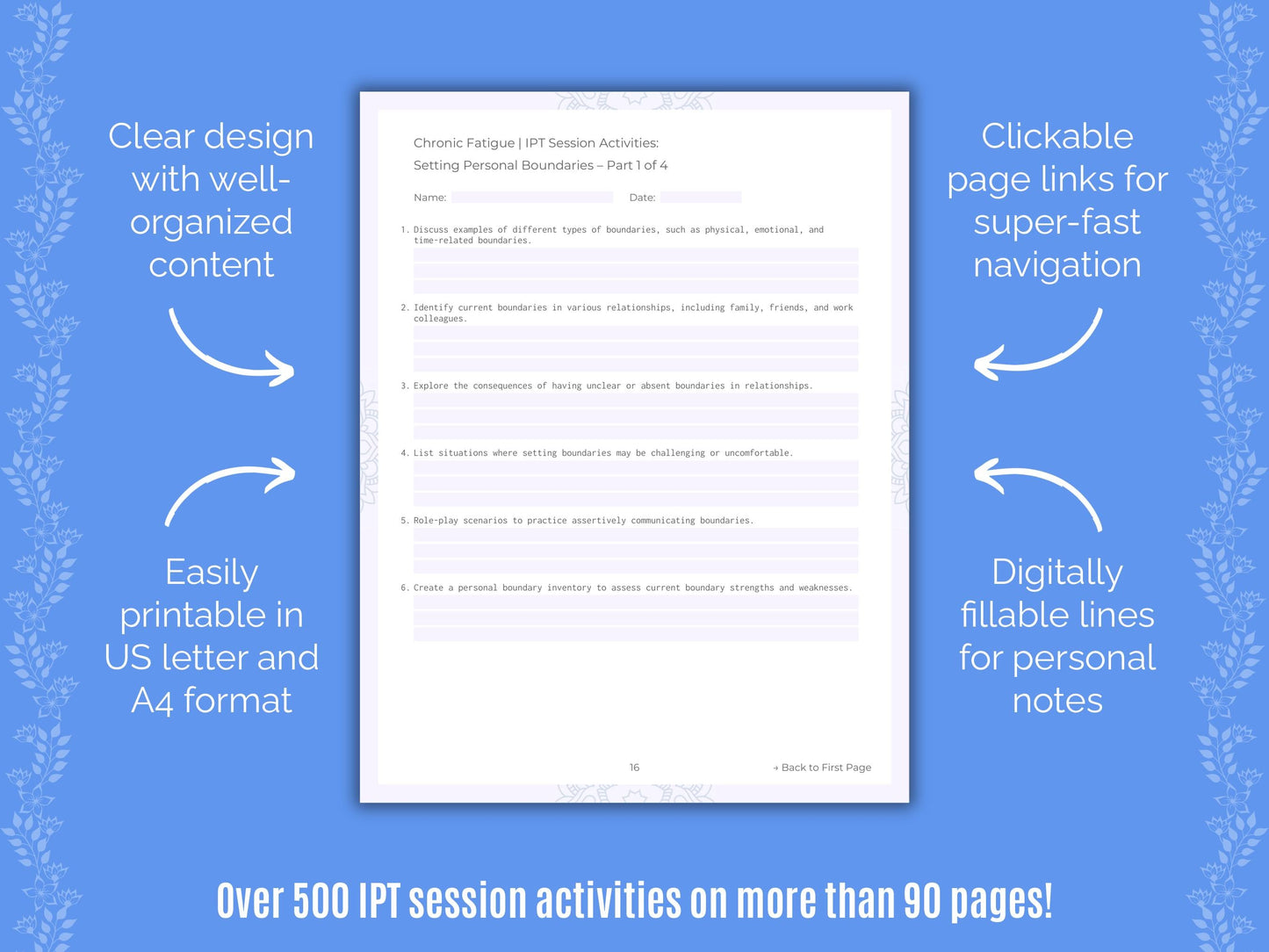 Chronic Fatigue Interpersonal Therapy (IPT) Counseling Templates