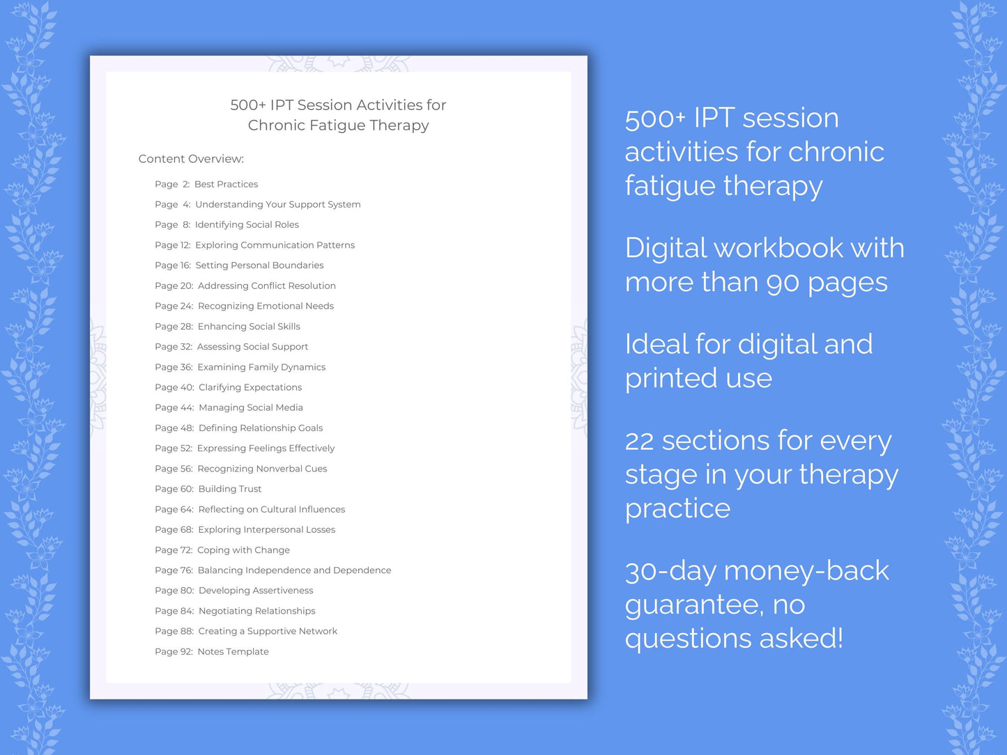 Chronic Fatigue Interpersonal Therapy (IPT) Therapist Worksheets