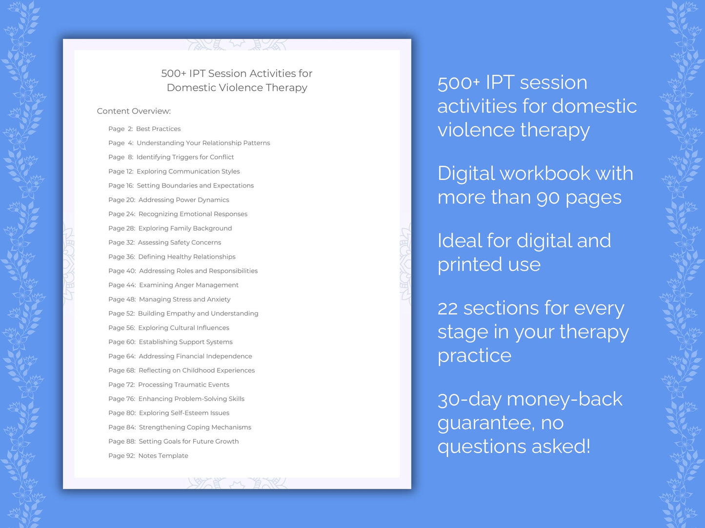 Domestic Violence Interpersonal Therapy (IPT) Therapist Worksheets