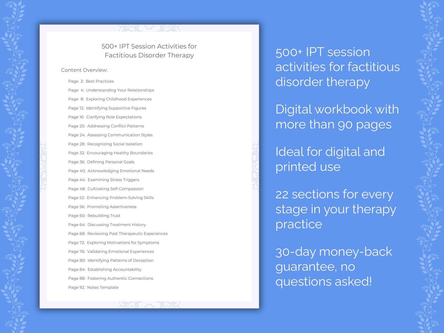 Factitious Disorder Interpersonal Therapy (IPT) Therapist Worksheets