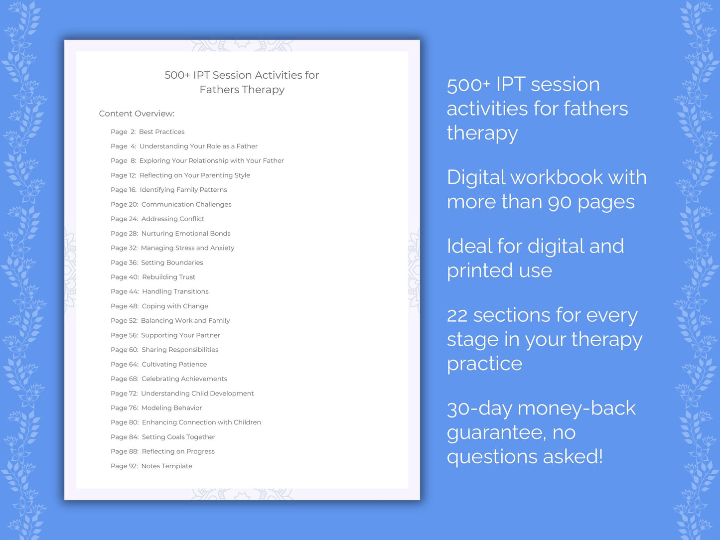 Fathers Interpersonal Therapy (IPT) Therapist Worksheets