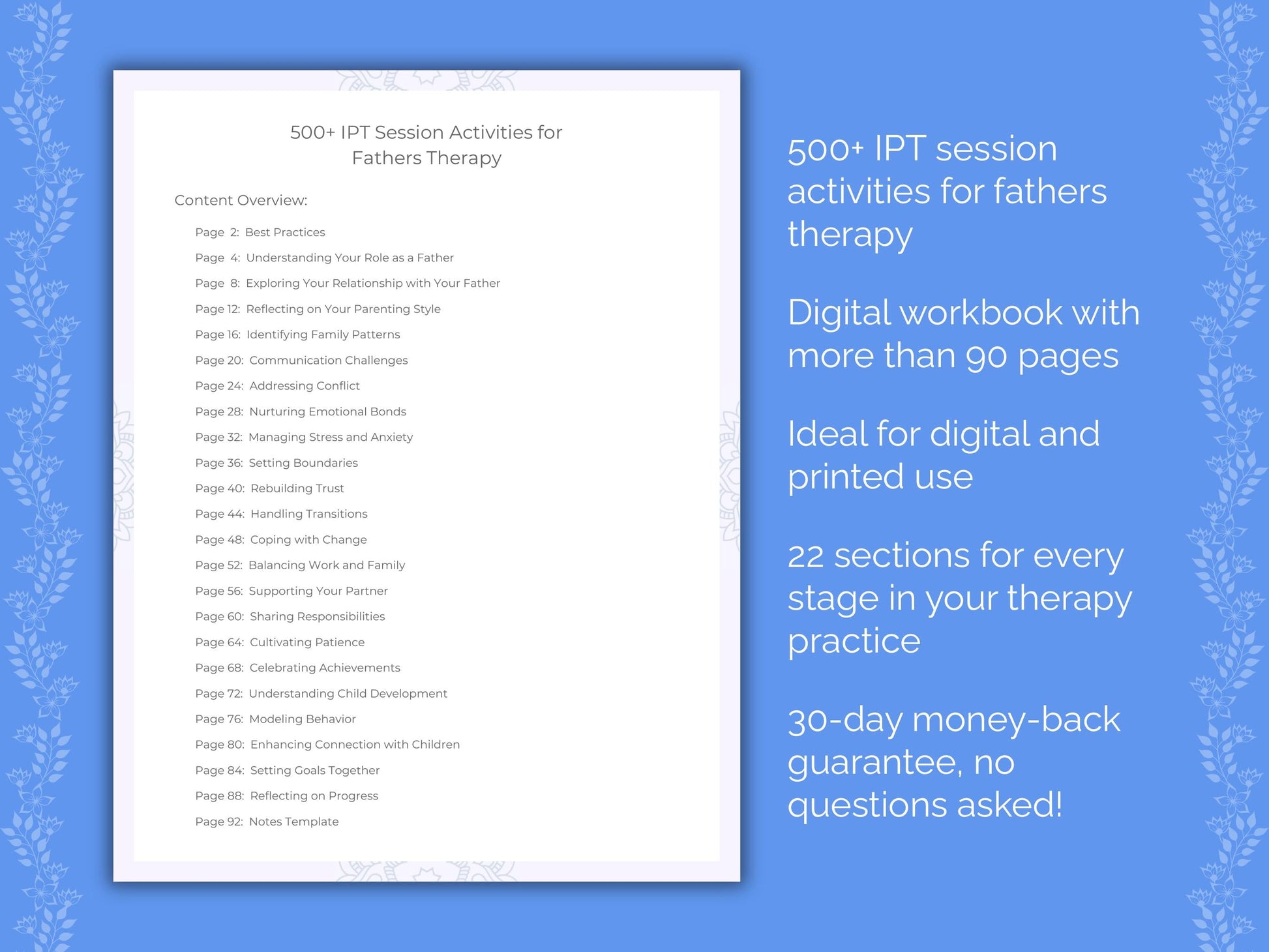 Fathers Interpersonal Therapy (IPT) Therapist Worksheets