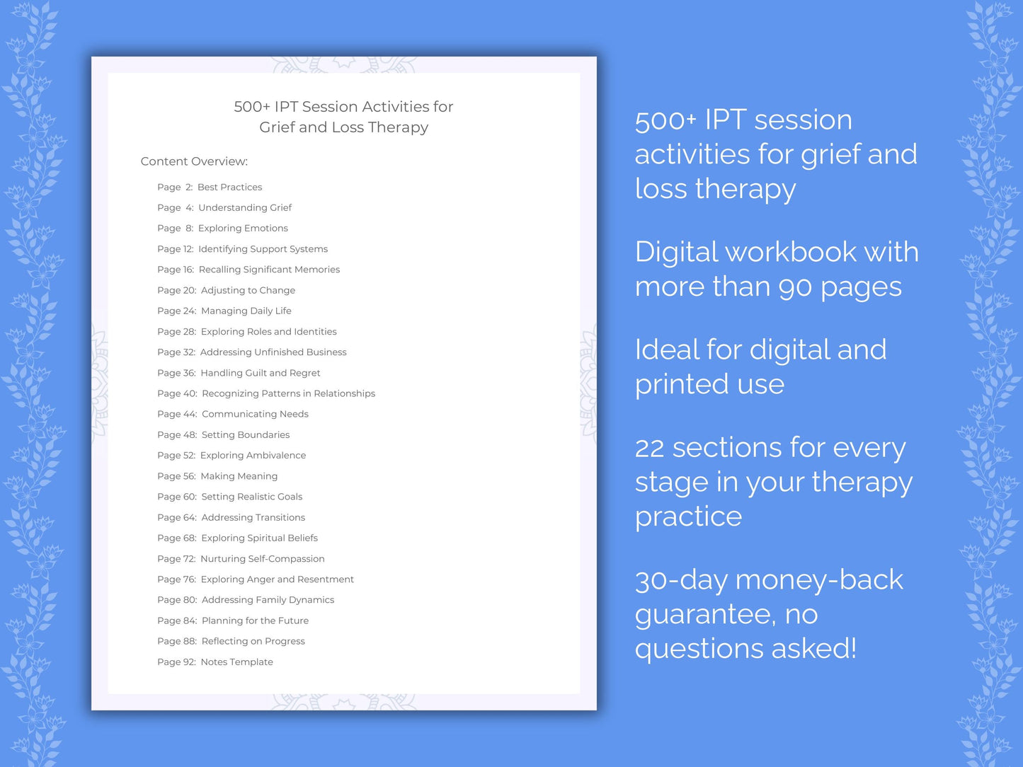 Grief and Loss Interpersonal Therapy (IPT) Therapist Worksheets