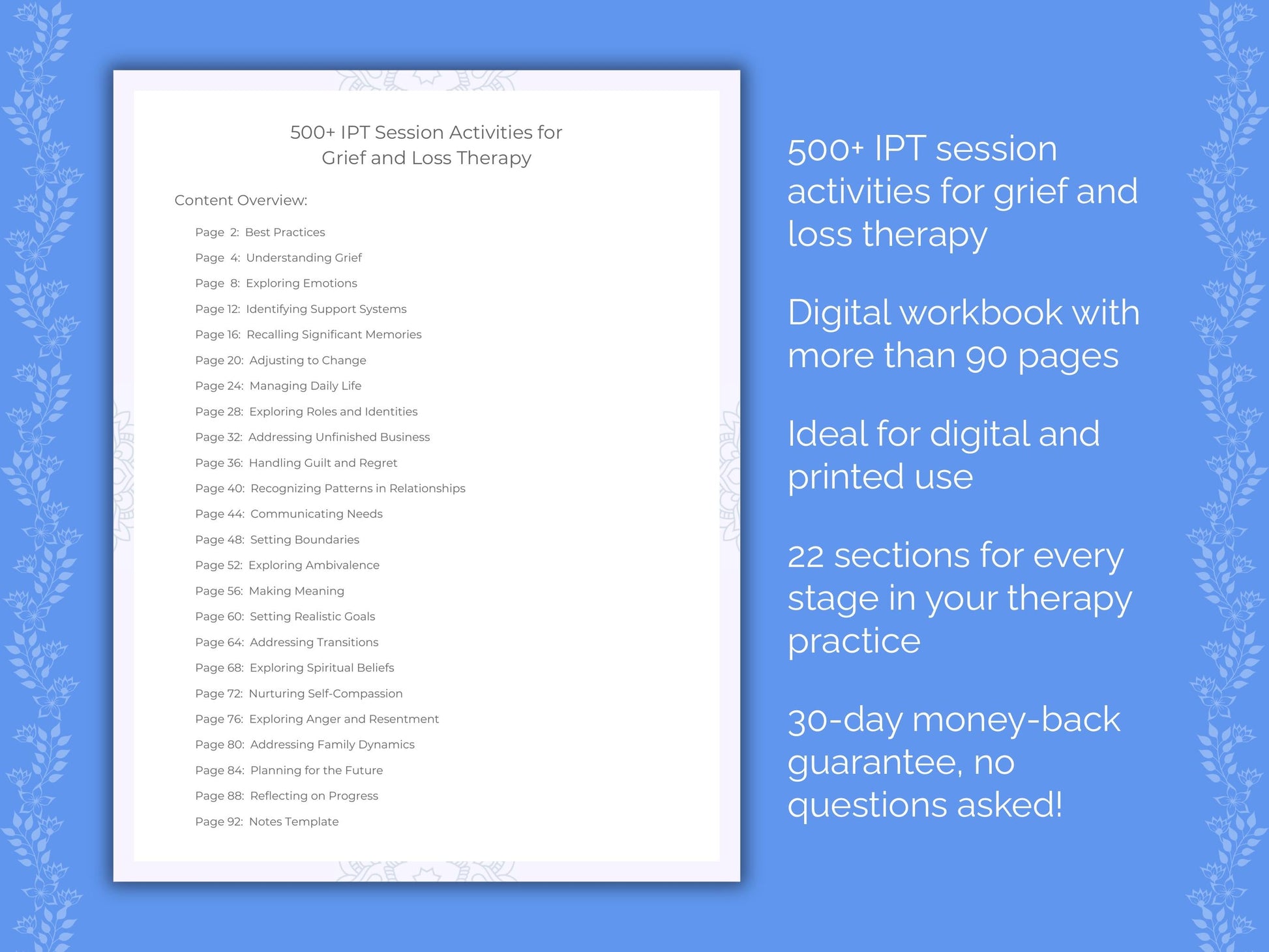 Grief and Loss Interpersonal Therapy (IPT) Therapist Worksheets