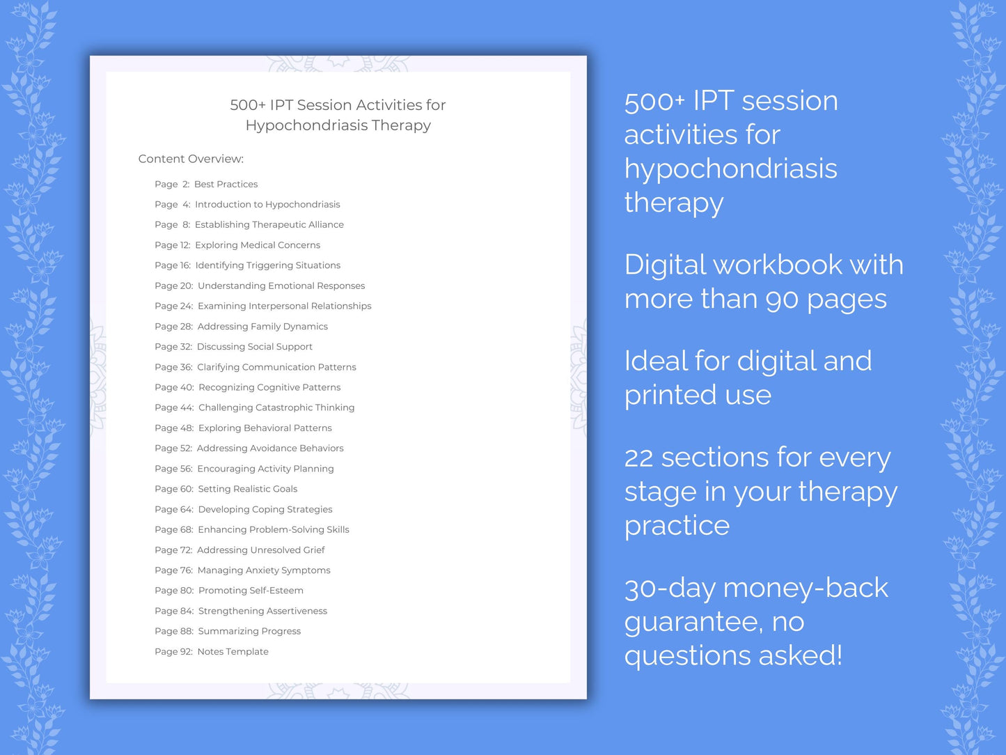 Hypochondriasis Interpersonal Therapy (IPT) Therapist Worksheets