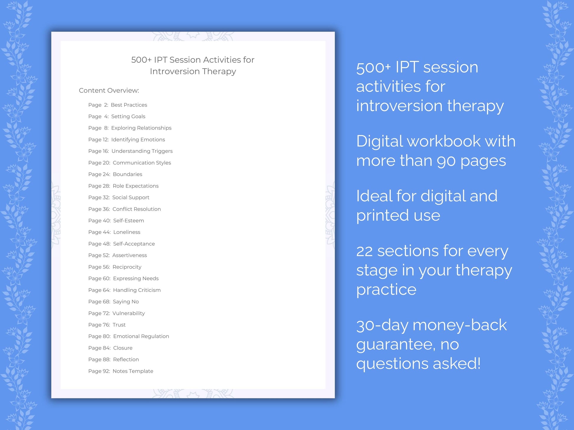 Introversion Interpersonal Therapy (IPT) Therapist Worksheets