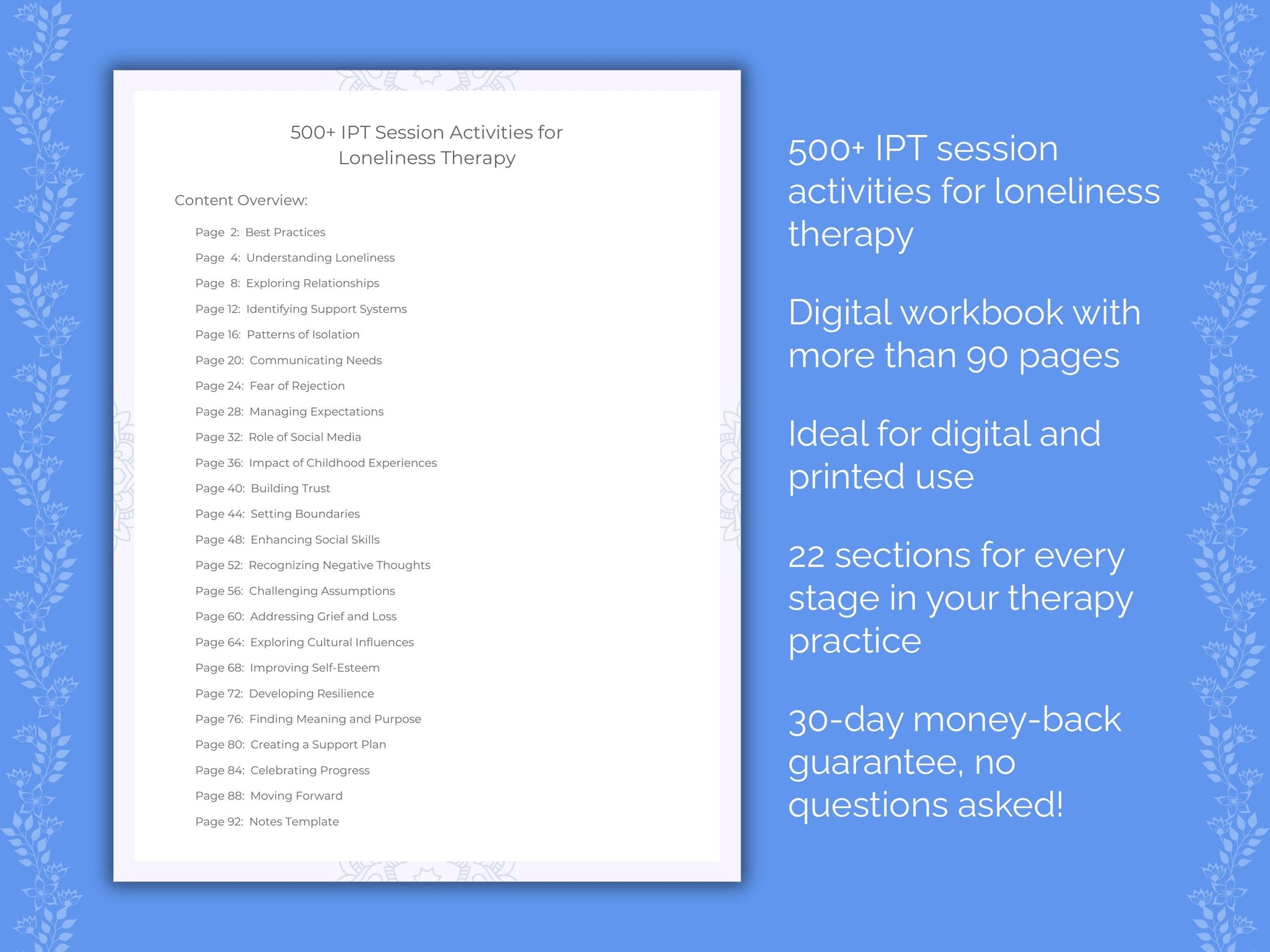 Loneliness Interpersonal Therapy (IPT) Therapist Worksheets