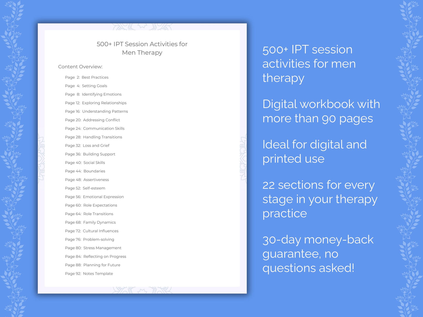 Men Interpersonal Therapy (IPT) Therapist Worksheets