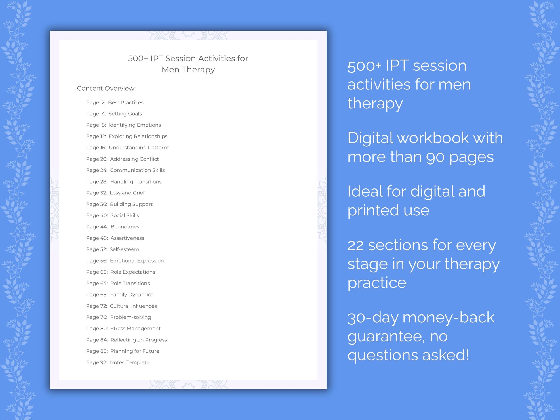 Men Interpersonal Therapy (IPT) Therapist Worksheets