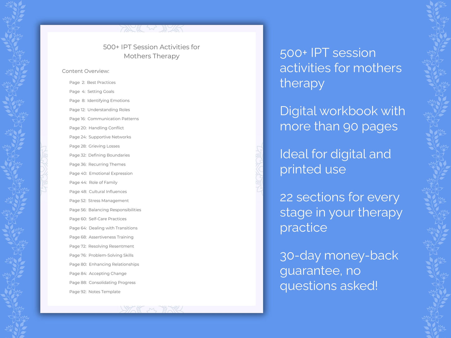 Mothers Interpersonal Therapy (IPT) Therapist Worksheets