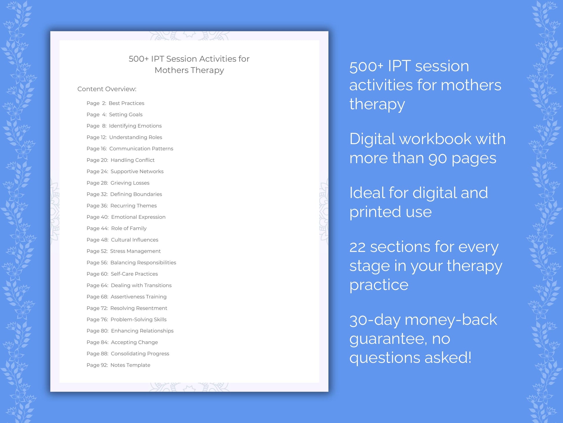 Mothers Interpersonal Therapy (IPT) Therapist Worksheets