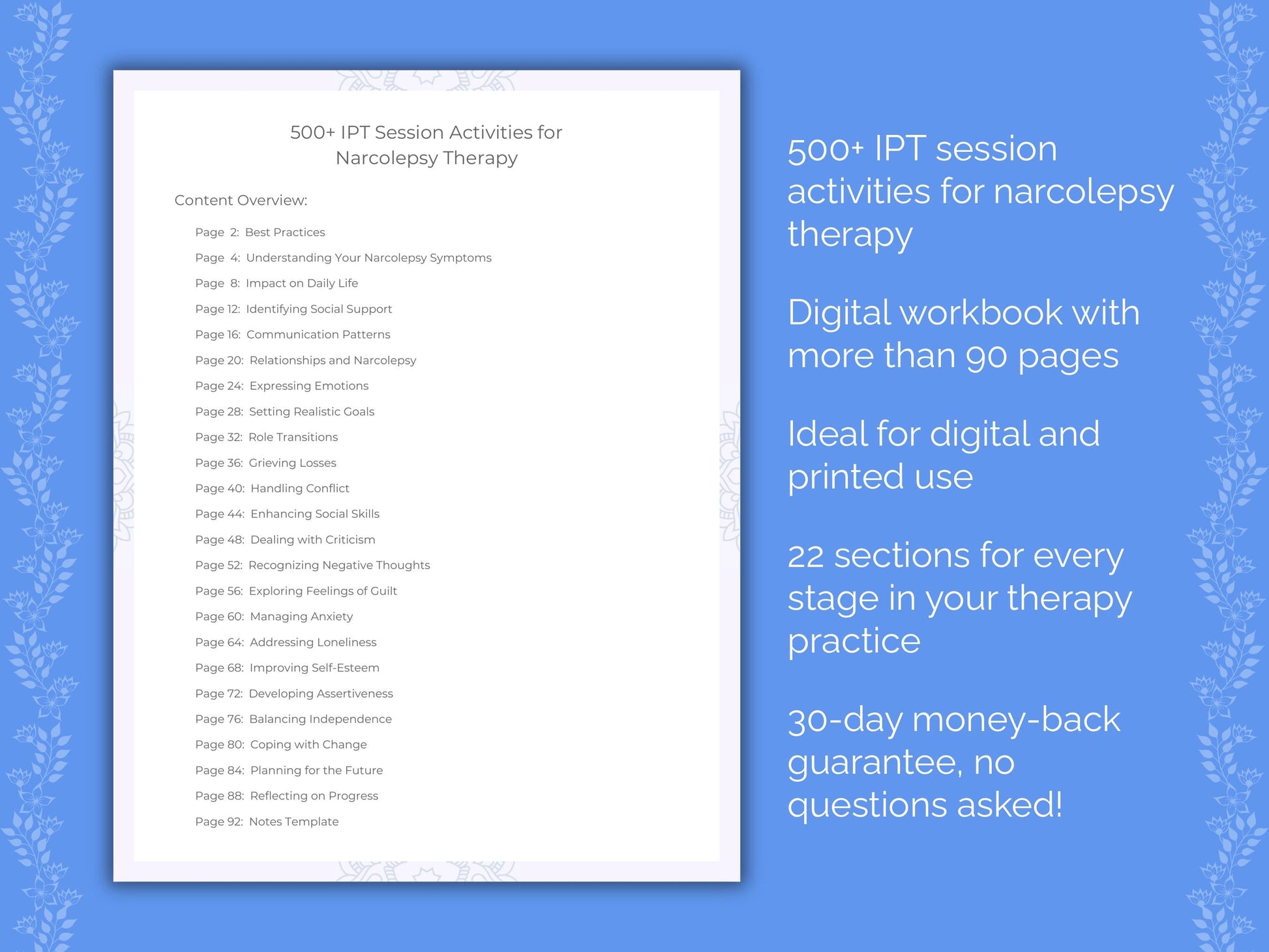Narcolepsy Interpersonal Therapy (IPT) Therapist Worksheets