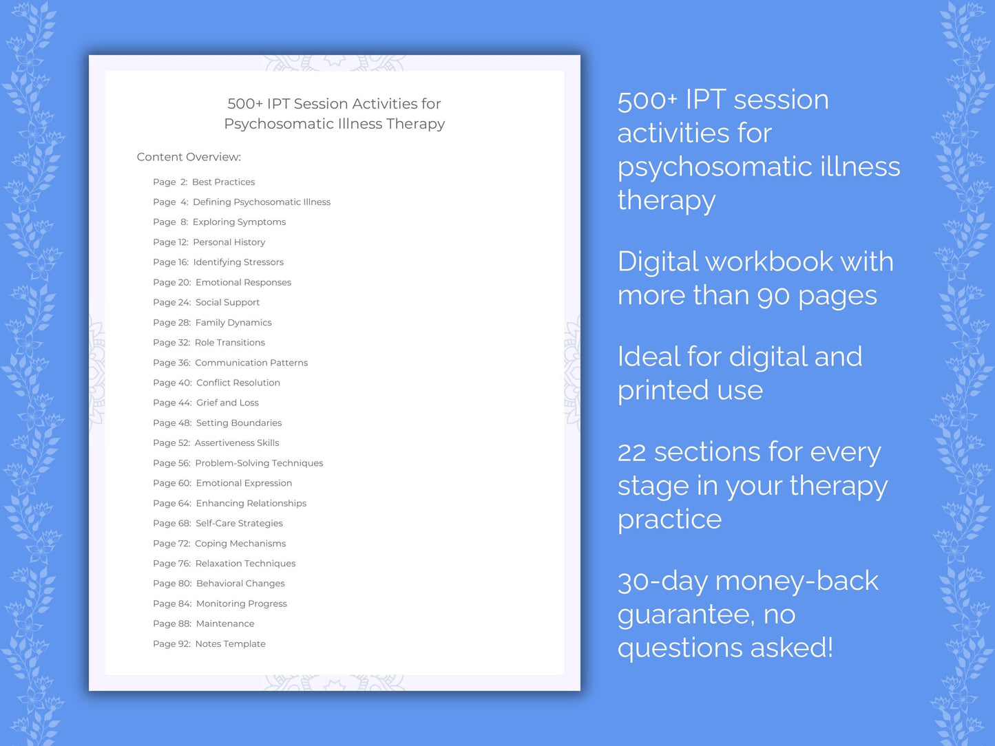 Psychosomatic Illness Interpersonal Therapy (IPT) Therapist Worksheets