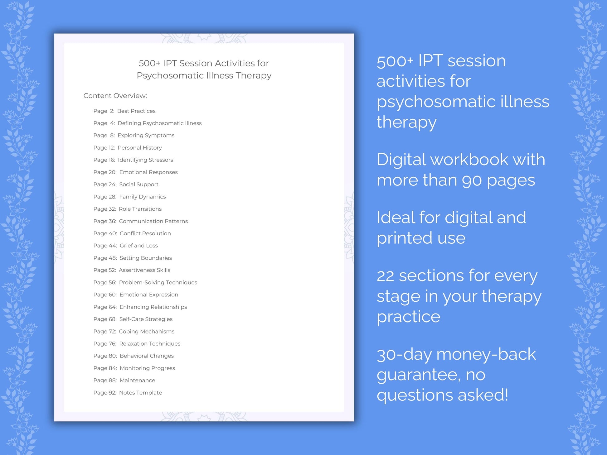 Psychosomatic Illness Interpersonal Therapy (IPT) Therapist Worksheets