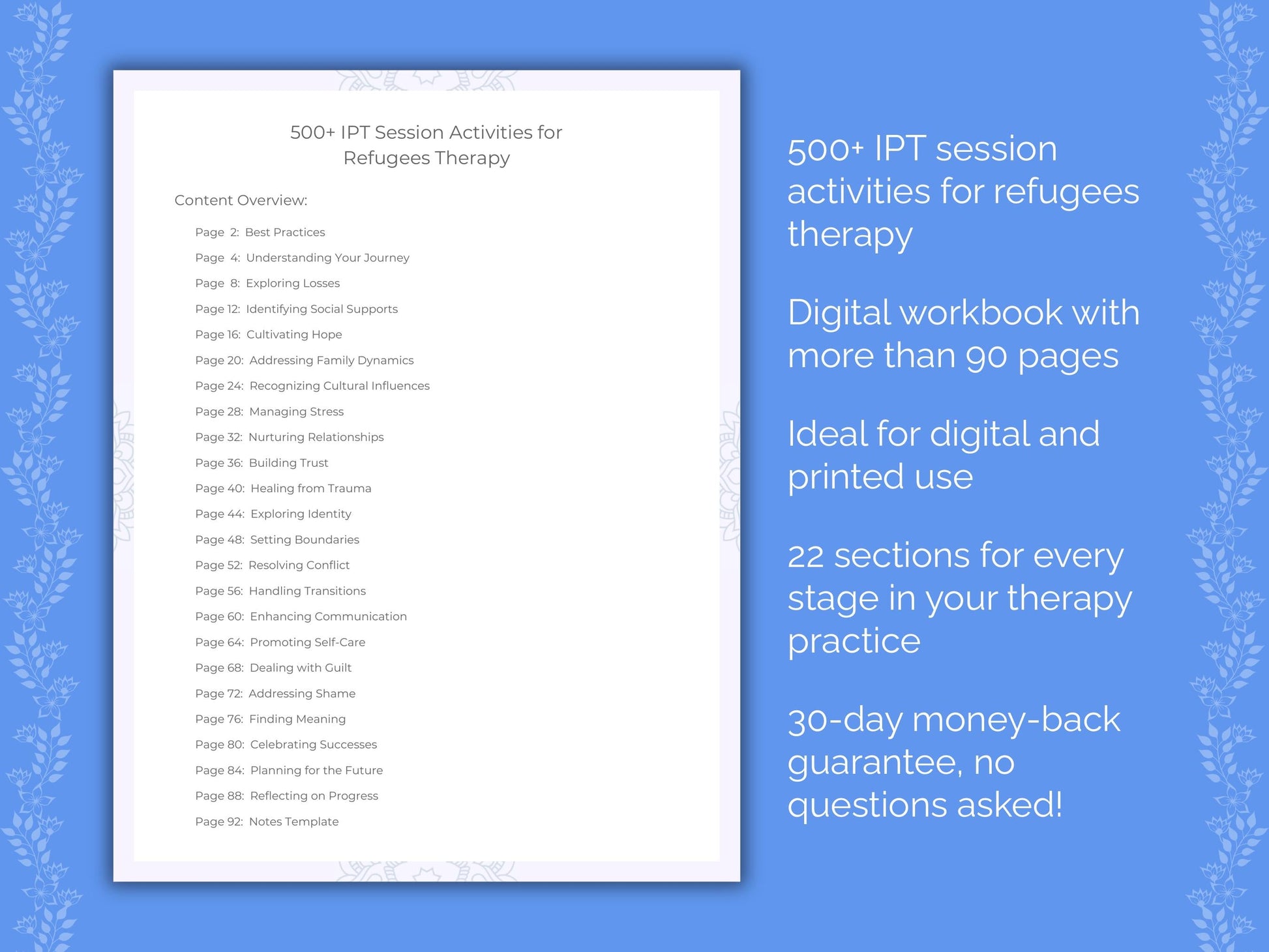 Refugees Interpersonal Therapy (IPT) Therapist Worksheets