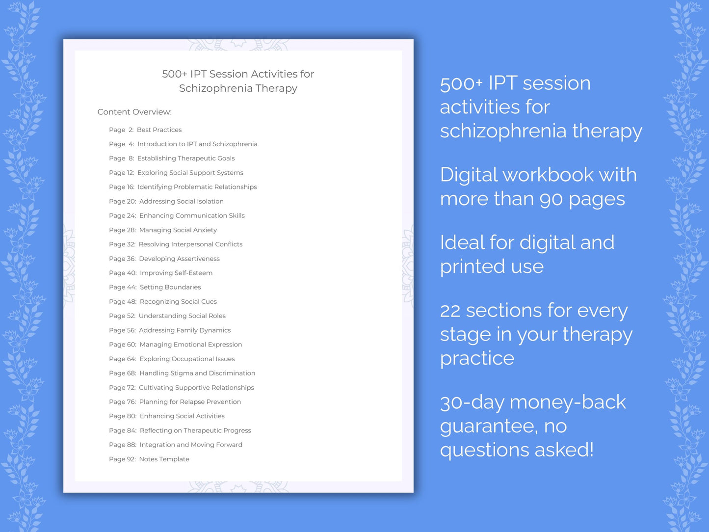 Schizophrenia Interpersonal Therapy (IPT) Therapist Worksheets