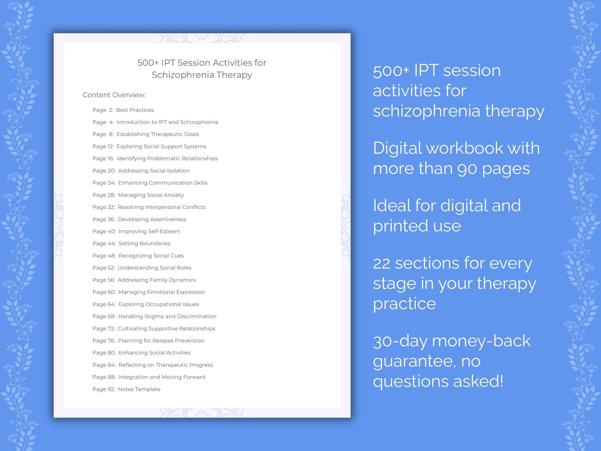 Schizophrenia Interpersonal Therapy (IPT) Therapist Worksheets