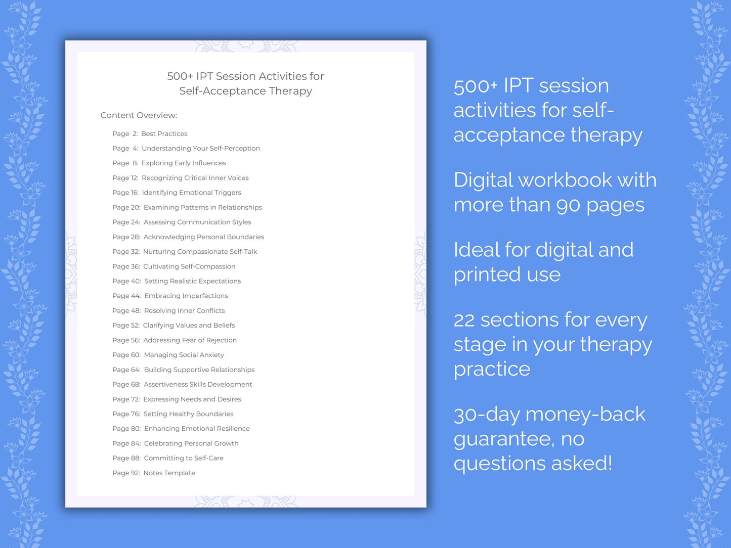 Self-Acceptance Interpersonal Therapy (IPT) Therapist Worksheets