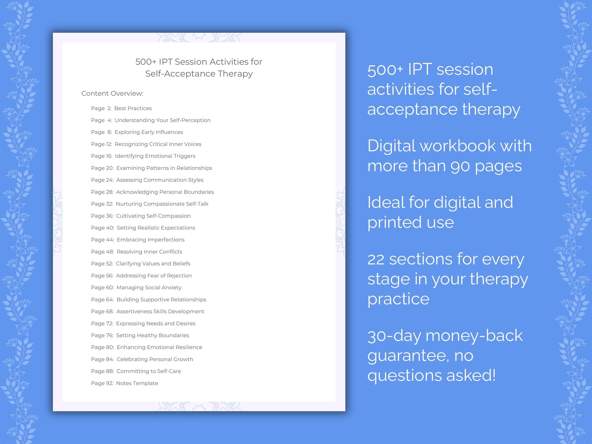 Self-Acceptance Interpersonal Therapy (IPT) Therapist Worksheets