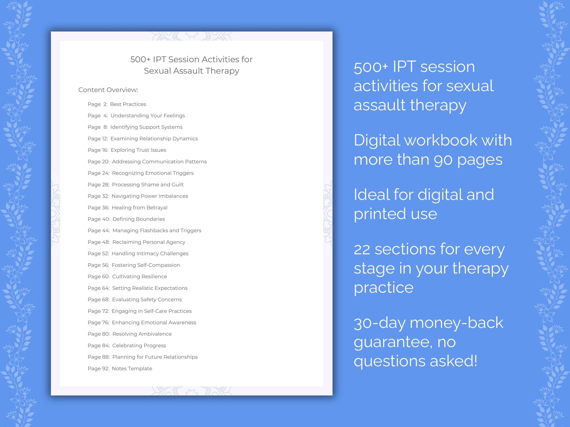 Sexual Assault Interpersonal Therapy (IPT) Therapist Worksheets