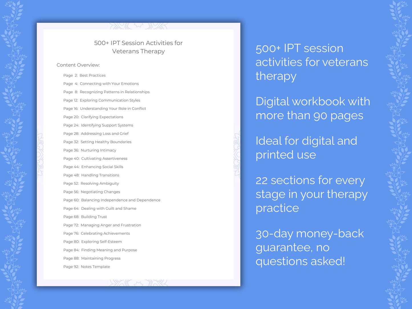 Veterans Interpersonal Therapy (IPT) Therapist Worksheets