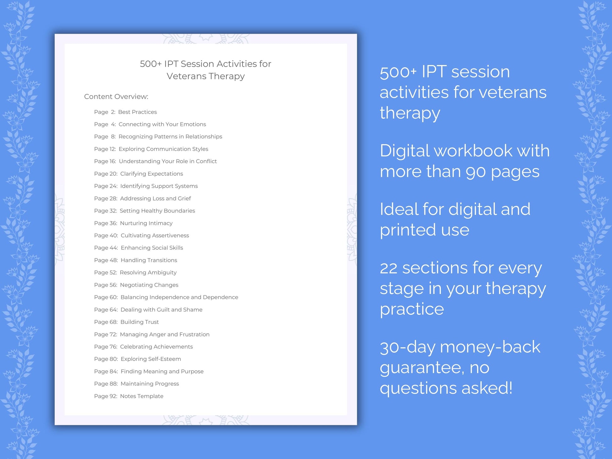 Veterans Interpersonal Therapy (IPT) Therapist Worksheets