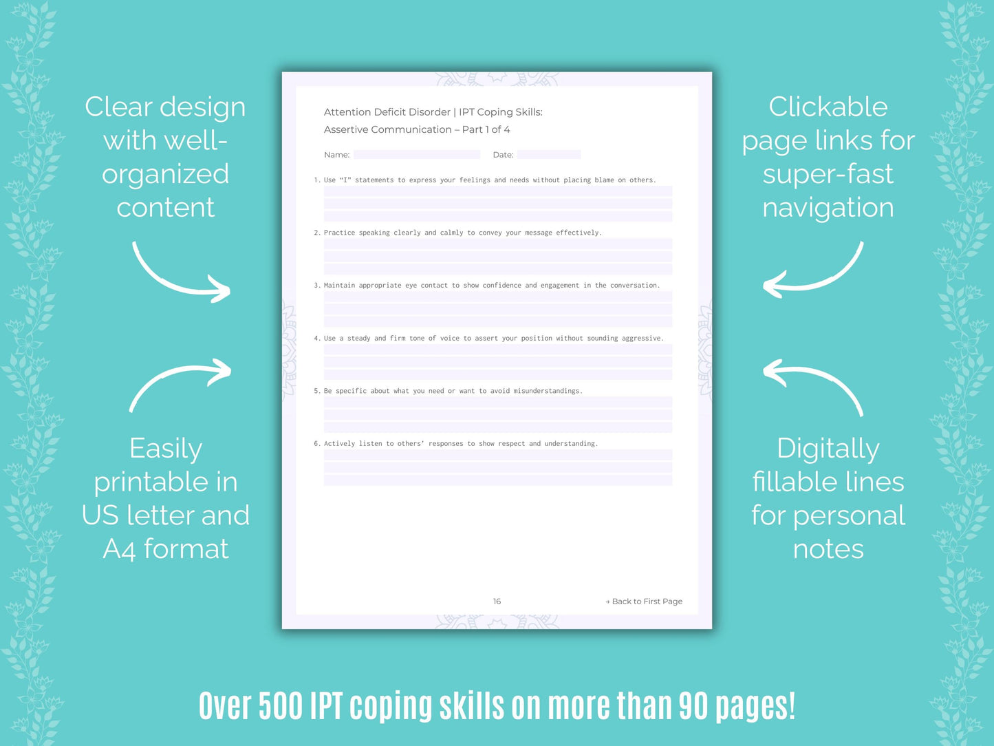 Attention Deficit Disorder (ADD) Interpersonal Therapy (IPT) Counseling Templates