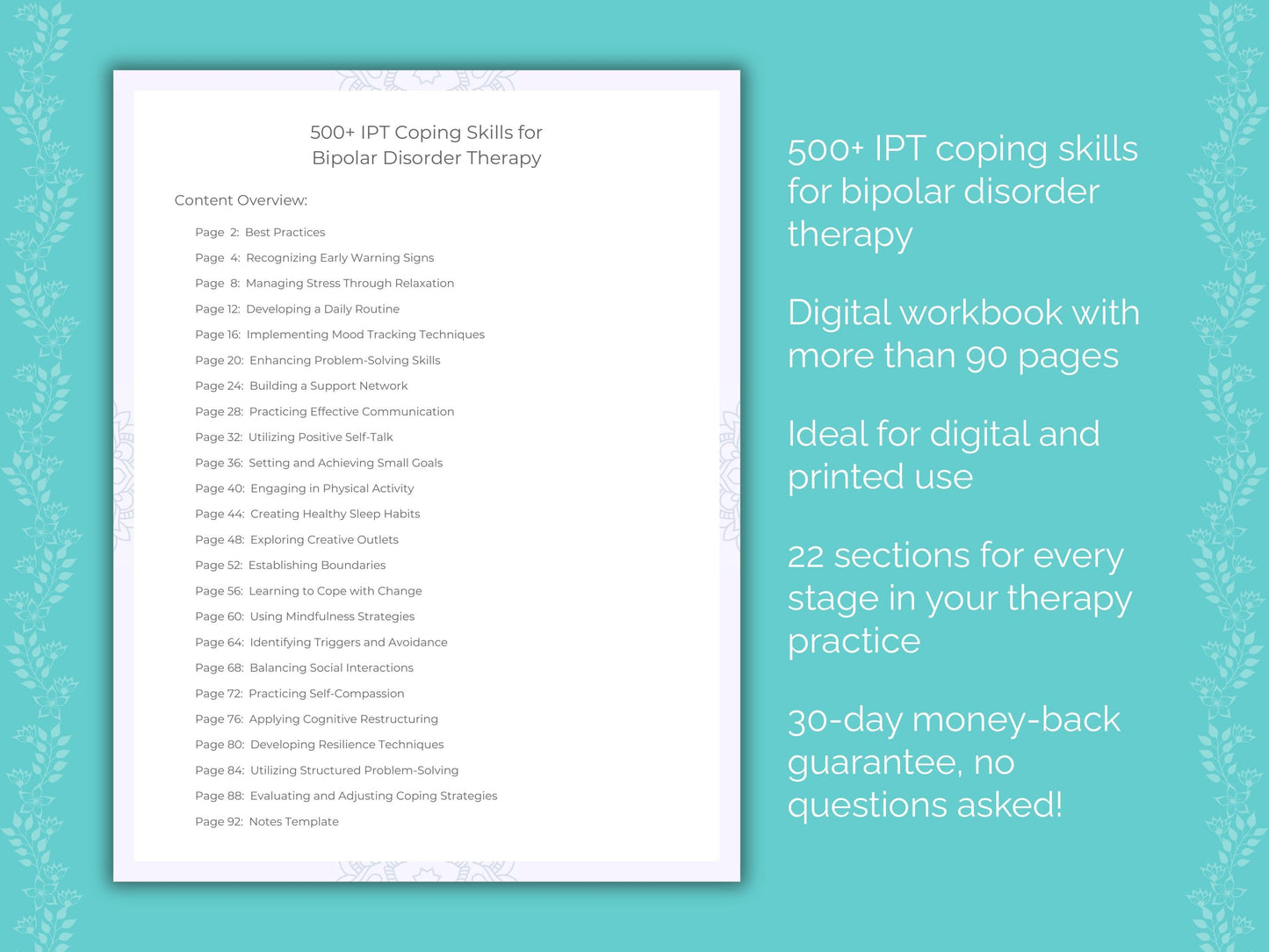 Bipolar Disorder Interpersonal Therapy (IPT) Therapist Worksheets