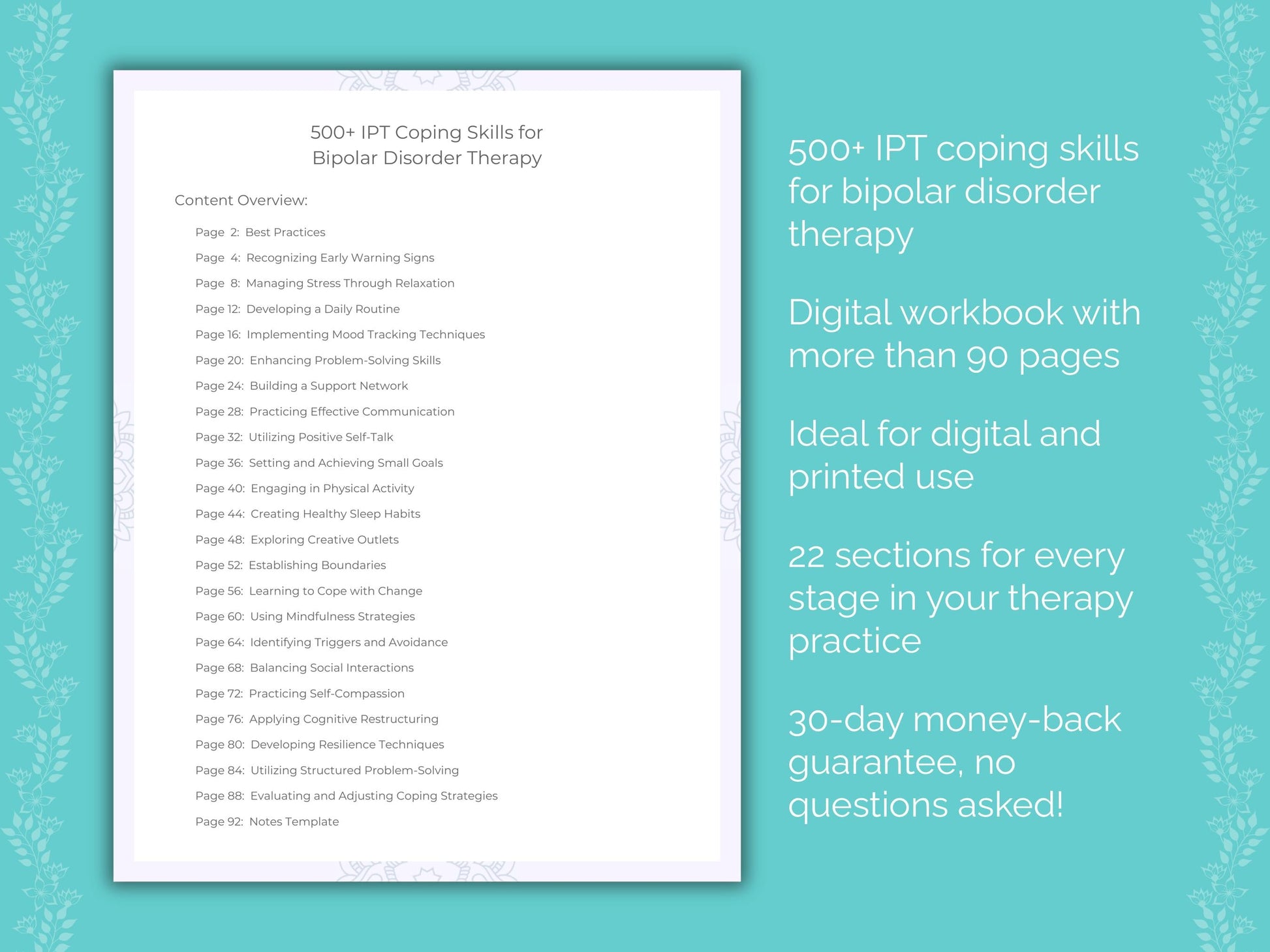 Bipolar Disorder Interpersonal Therapy (IPT) Therapist Worksheets