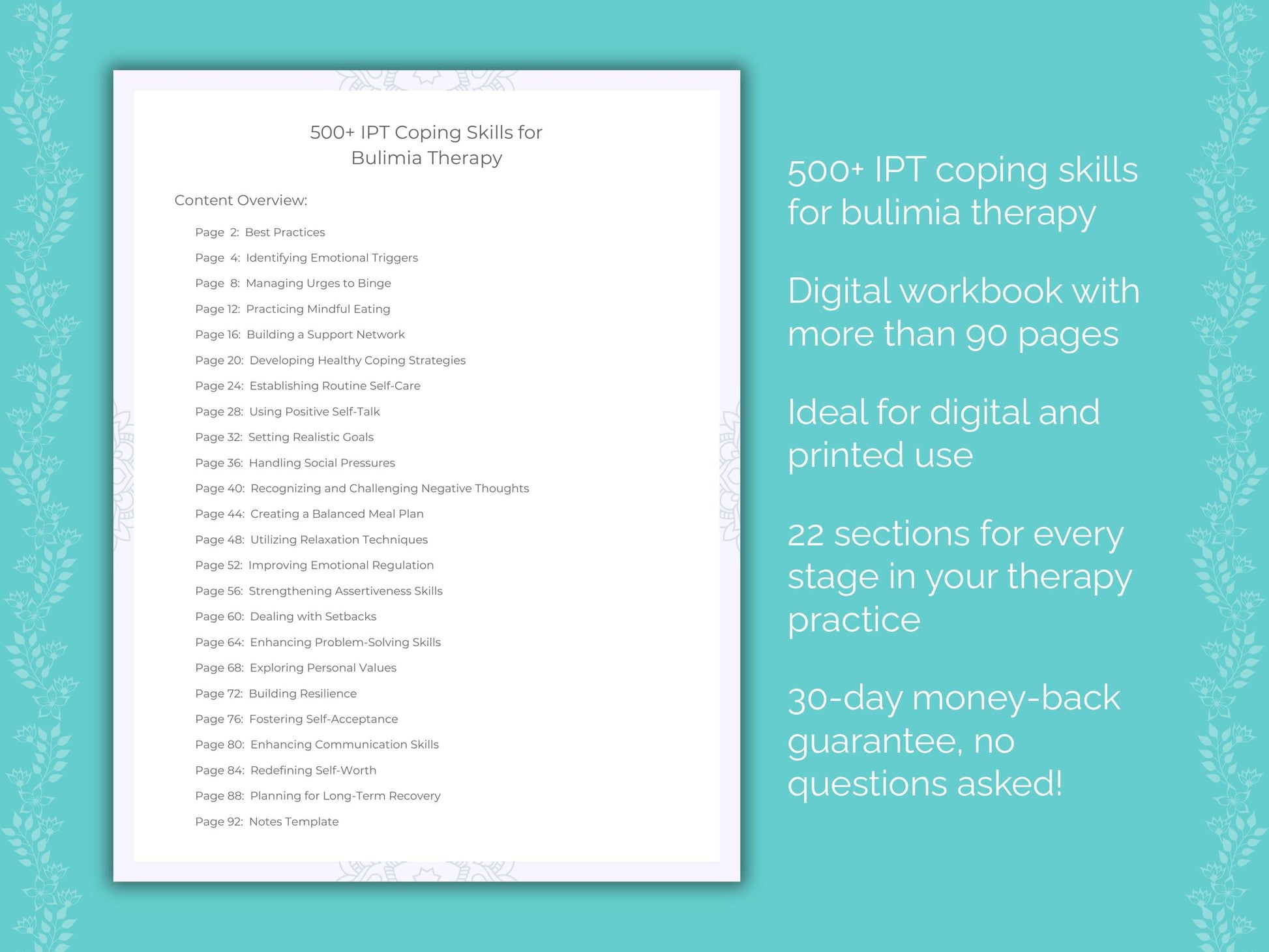 Bulimia Interpersonal Therapy (IPT) Therapist Worksheets