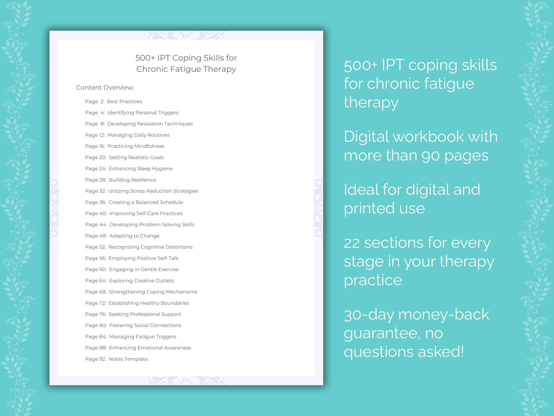 Chronic Fatigue Interpersonal Therapy (IPT) Therapist Worksheets