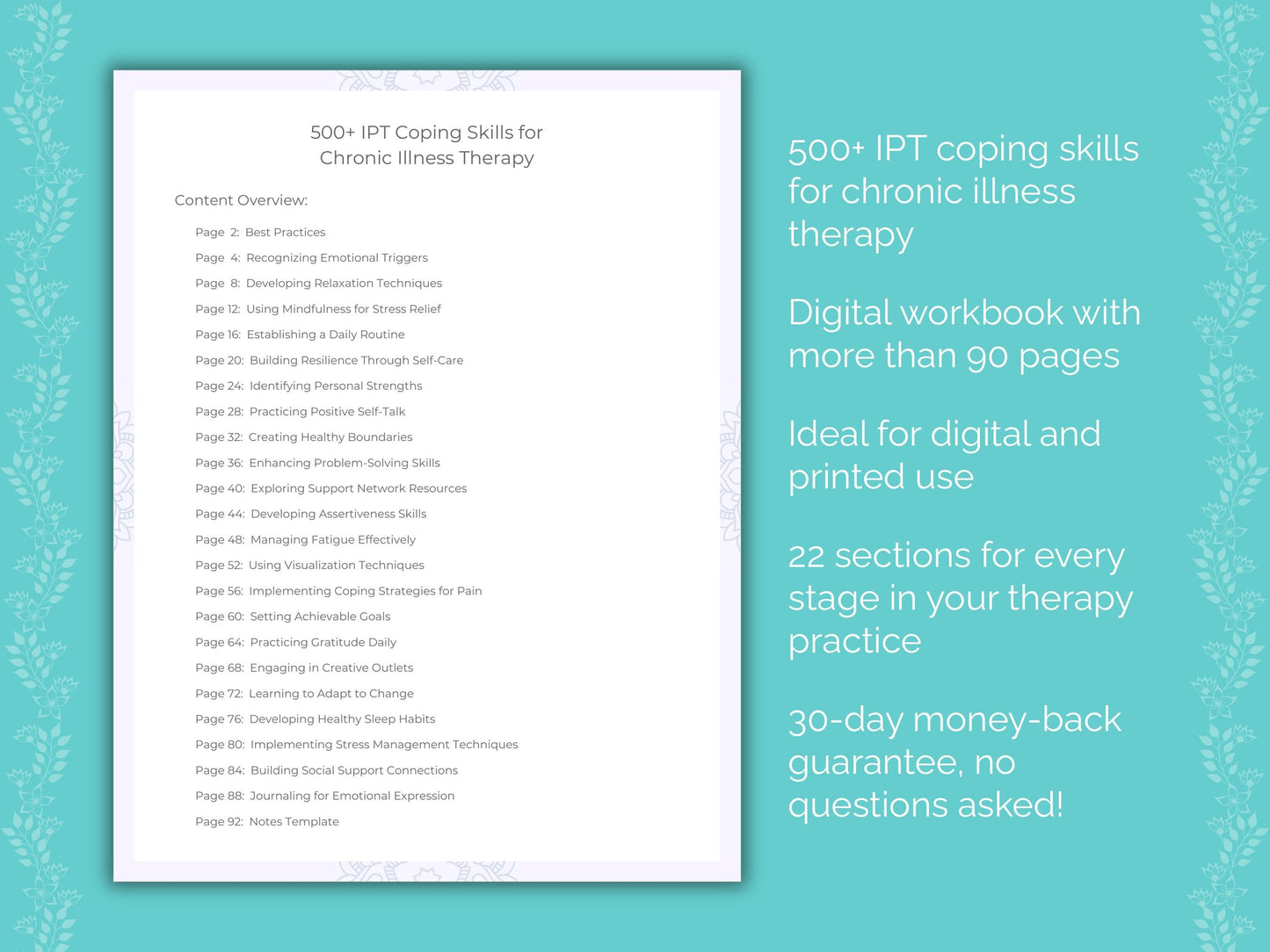 Chronic Illness Interpersonal Therapy (IPT) Therapist Worksheets