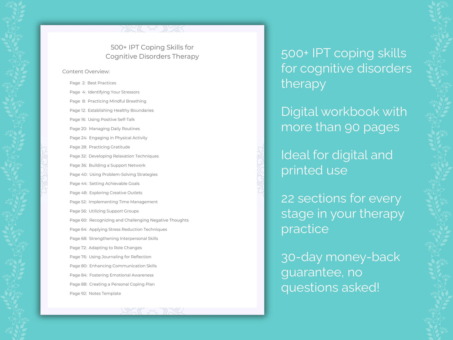 Cognitive Disorders Interpersonal Therapy (IPT) Therapist Worksheets