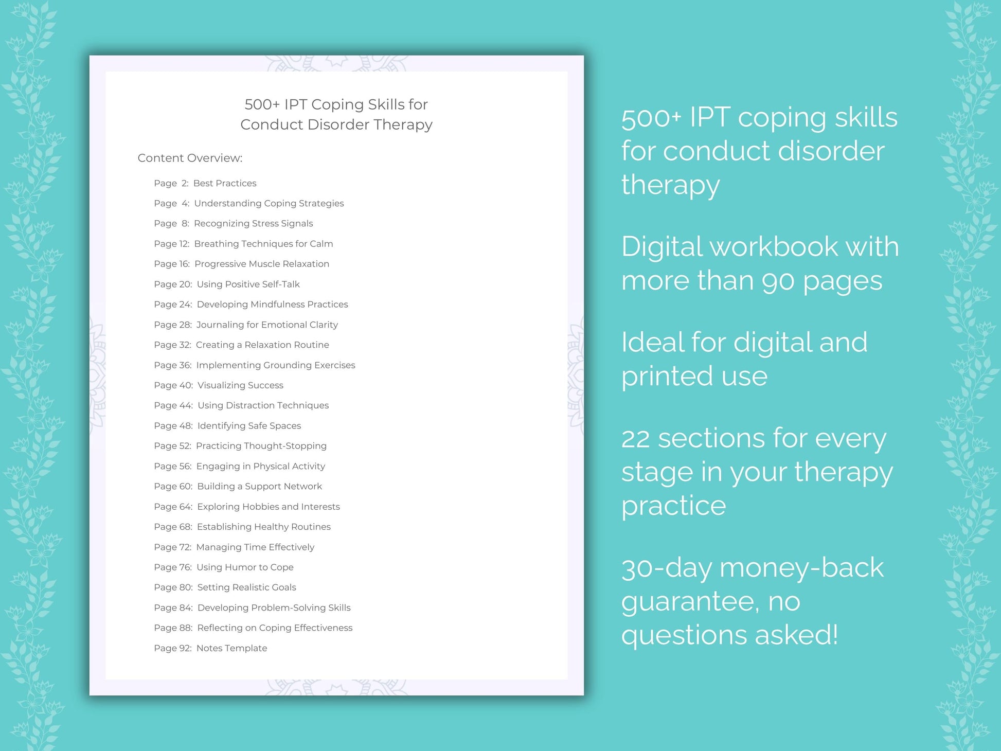 Conduct Disorder Interpersonal Therapy (IPT) Therapist Worksheets