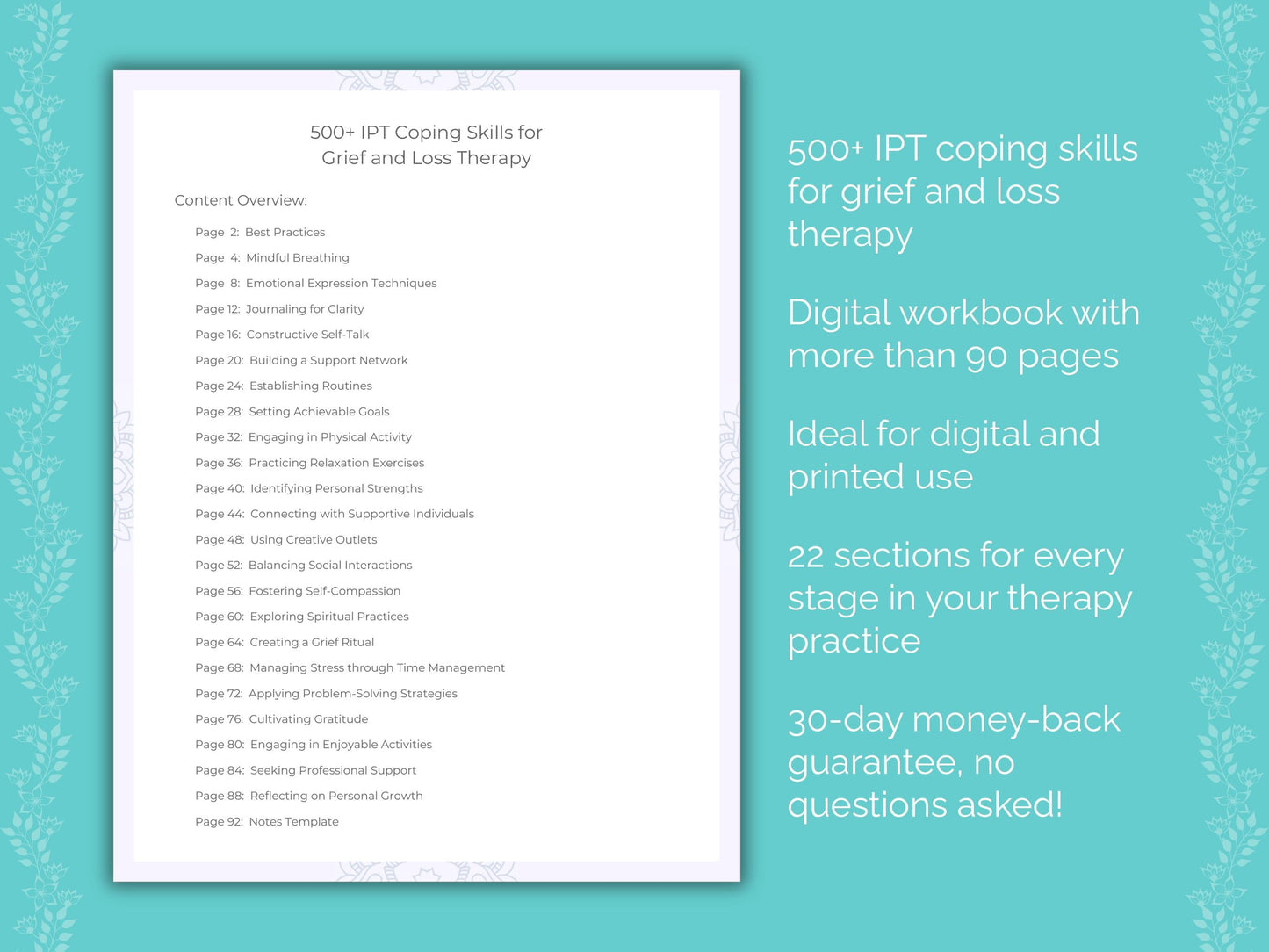 Grief and Loss Interpersonal Therapy (IPT) Therapist Worksheets