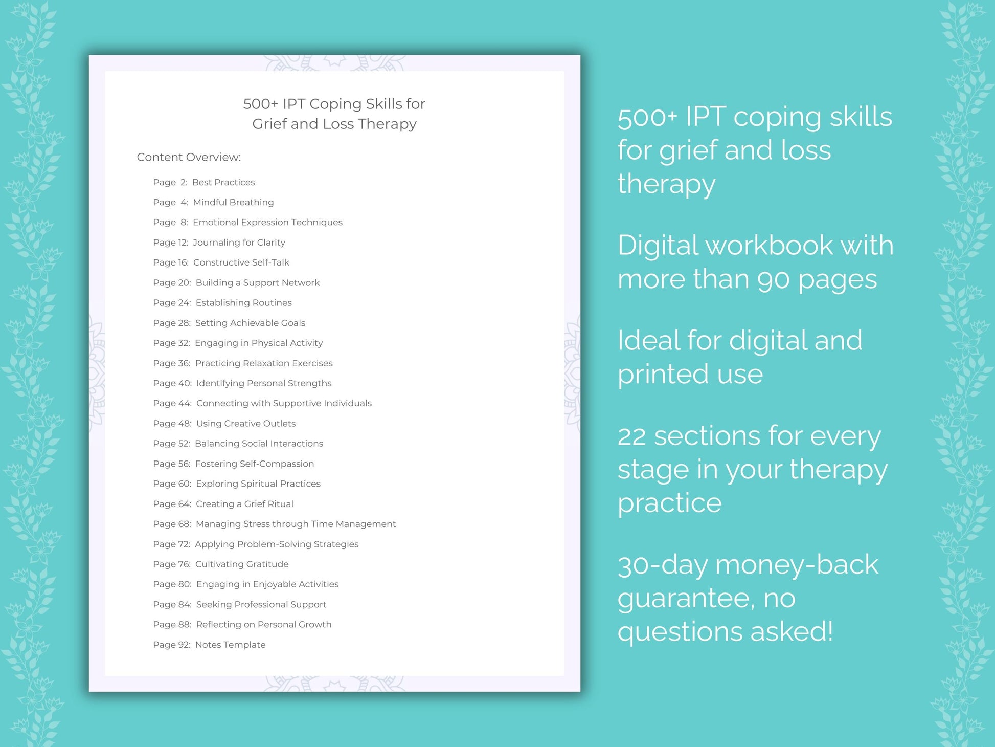 Grief and Loss Interpersonal Therapy (IPT) Therapist Worksheets